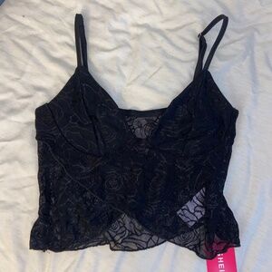 Black floral, lace top